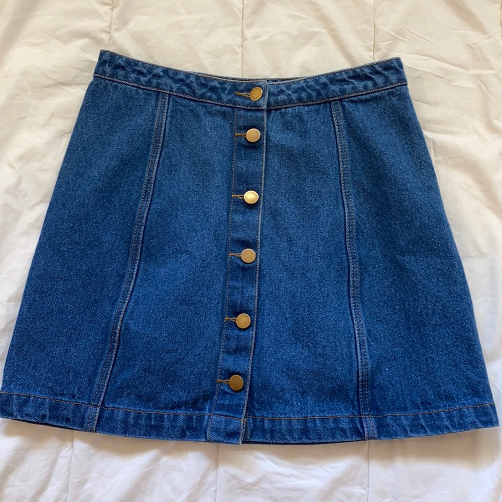 Button Front Jean Skirt